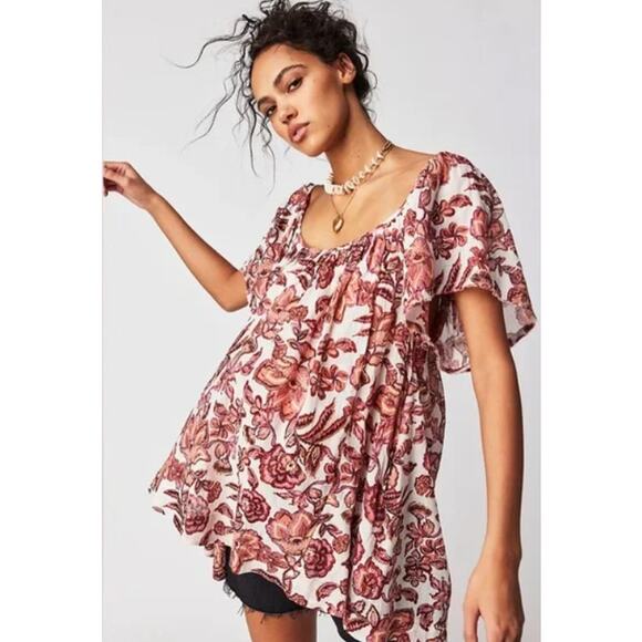 FREE PEOPLE WOMENS TOP KAUAI GETAWAY COTTON IVORY COMBO BOHO SIZE SMALL NEW - Picture 1 of 15